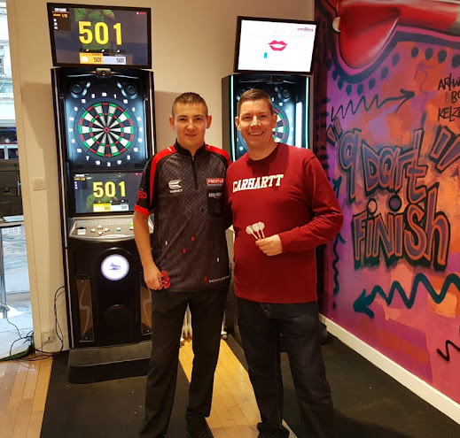 Nathan 'The Asp' Aspinall and Richard Gottfried at The Players' Entrance at the Merseyway shopping centre in Stockport