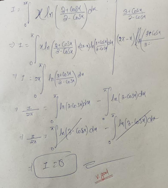 Class 12 | Integration | IITJEE |  0 yo 2 pi xln(3+cosx3-cosx)dx