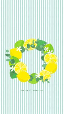 【レモンのリース】果物のシンプルかわいいイラストスマホ壁紙/ホーム画面/ロック画面