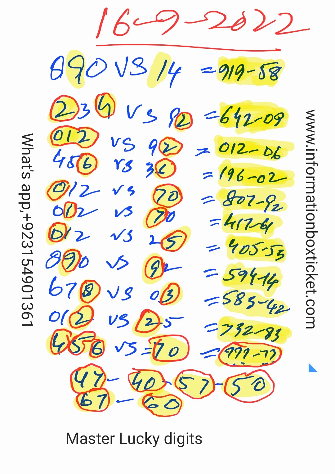 16-9-2022 master Lucky Digit formula