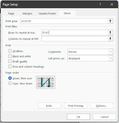 Rows to repeat at top