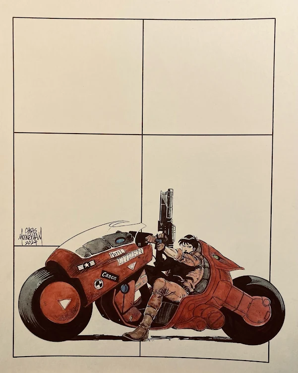 Mercenary Garage  Custom Motorcycle Blog Akira Kaneda Power Bike Illustration Art Artwoork by felixcomicart