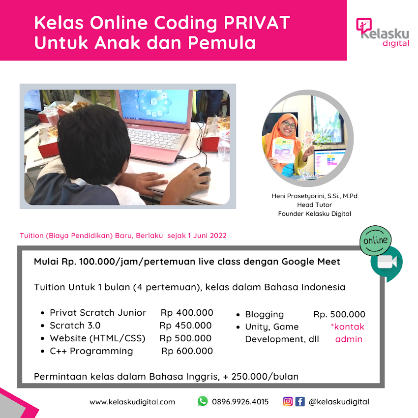 Kelas Online Coding Privat Untuk Anak dan Pemula di Kelasku Digital