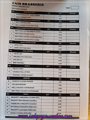 menu restoran Fais