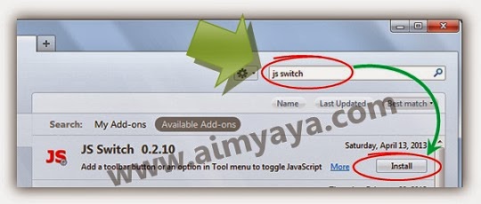  Gambar: Cara install add-ons JS-Switch di mozilla firefox 