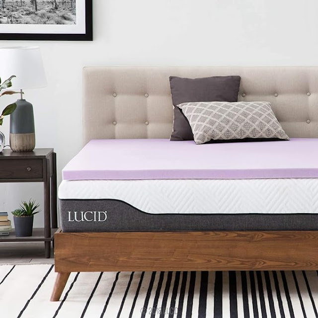 LUCID 3 Inch Lavender Infused Memory Foam Mattress Topper