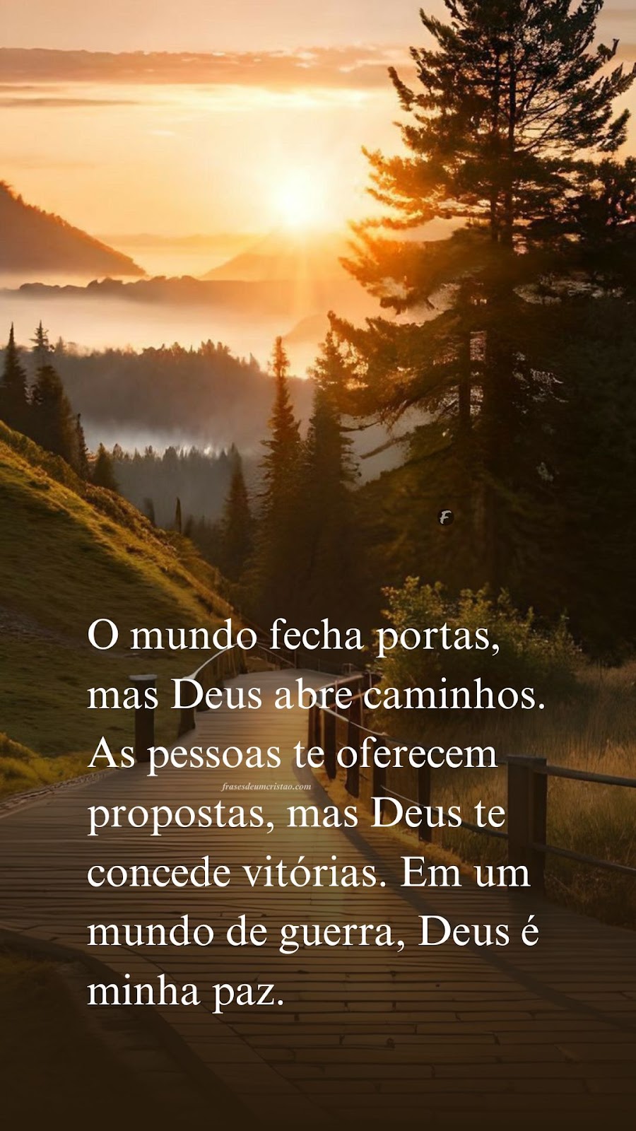 O mundo fecha portas, mas Deus abre caminhos. As pessoas te oferecem propostas, mas Deus te concede vitórias. Em um mundo de guerra, Deus é minha paz.