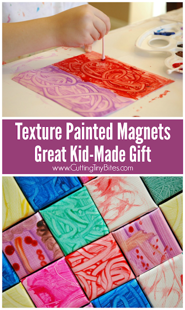 Texture Painted Magnets. Great gift that kids can make for Mother's Day, Father's Day, Christmas, or a birthday!
