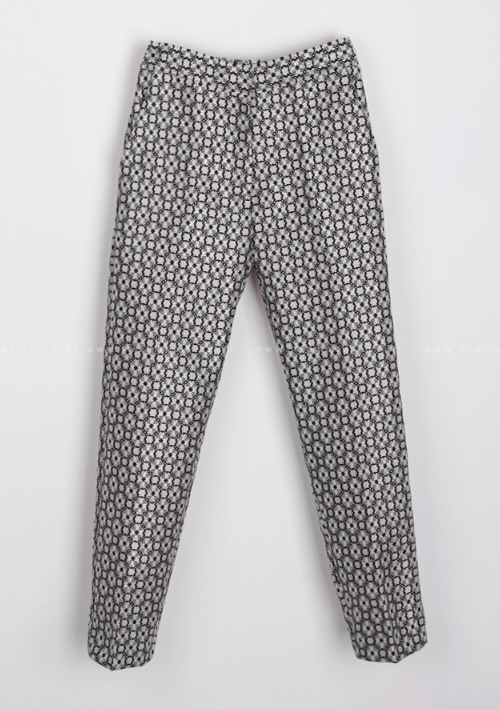 Patterned Ankle-Grazer Pants