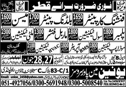 Qatar jobs for Pakistani