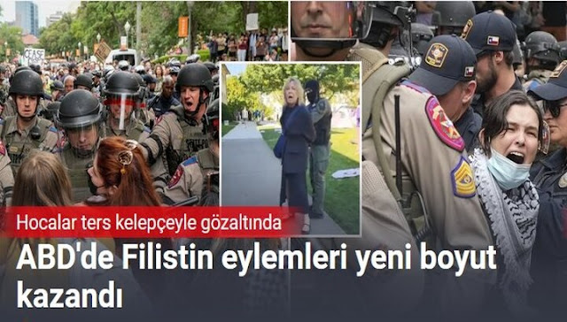 ABD'deki Filistin eylemlerinde hocalar ters kelepçeyle gözaltında!