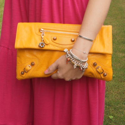 fuchsia pink dress with Balenciaga envelope clutch in 2012 mangue with giant 12 RGGH | awayfromtheblue
