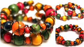 Cheerful bracelets: copper, wood beads, happy :: All Pretty Things