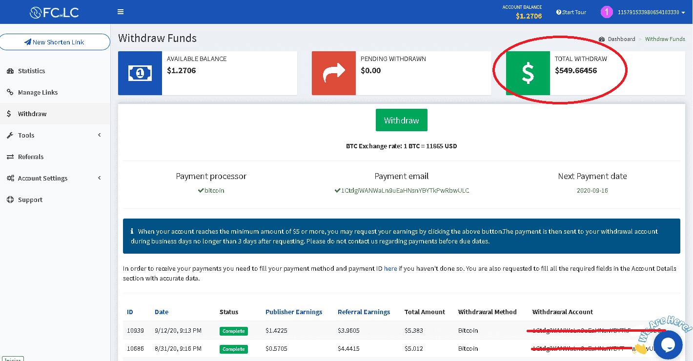 FC.LC acortador de enlaces que paga