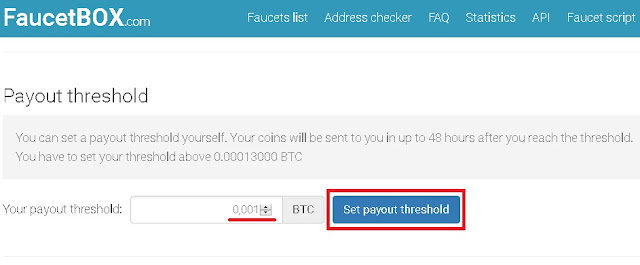  Set payout threshold