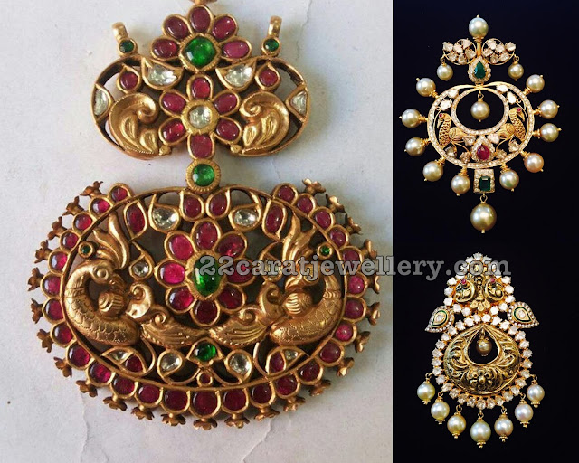 Nakshi Pendant Sets with Kundan and Moissanite