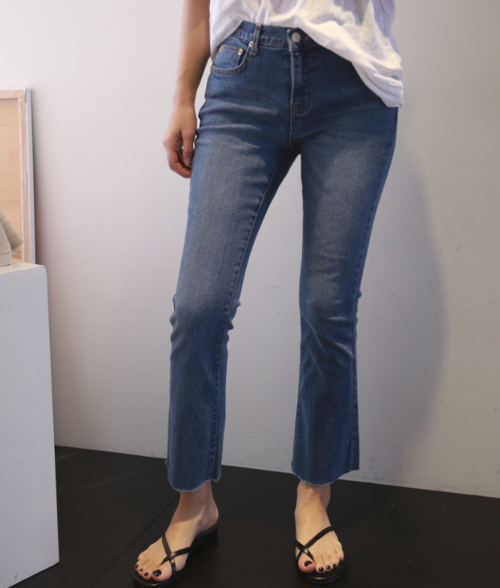 Semi-Boot Cut Whiskered Jeans