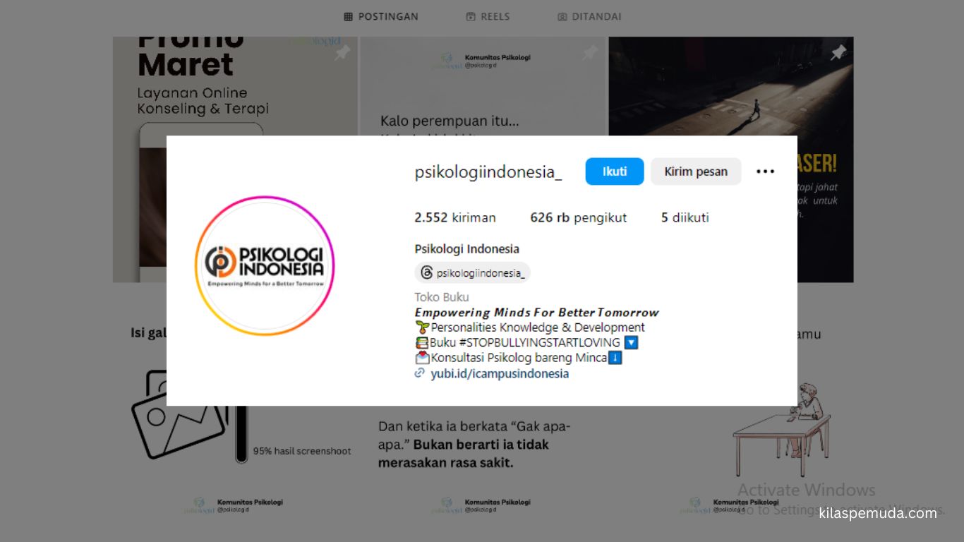 Akun Instagram untuk Kesehatan Mental: @psikologiindonesia_