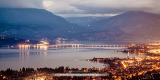 Scenic view of Kelowna near dusk when the city glows from light pollution in a beautiful way captured by Chris Gardiner Professional Scenic Photography www.cgardiner.ca