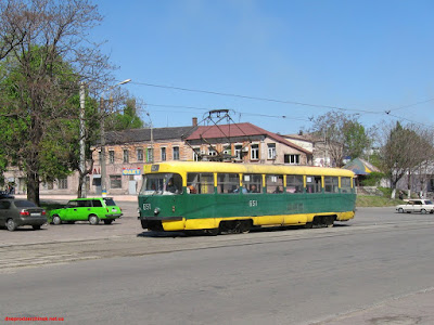 Днепродзержинск. Трамвай маршрута №1 на пр.Ленина