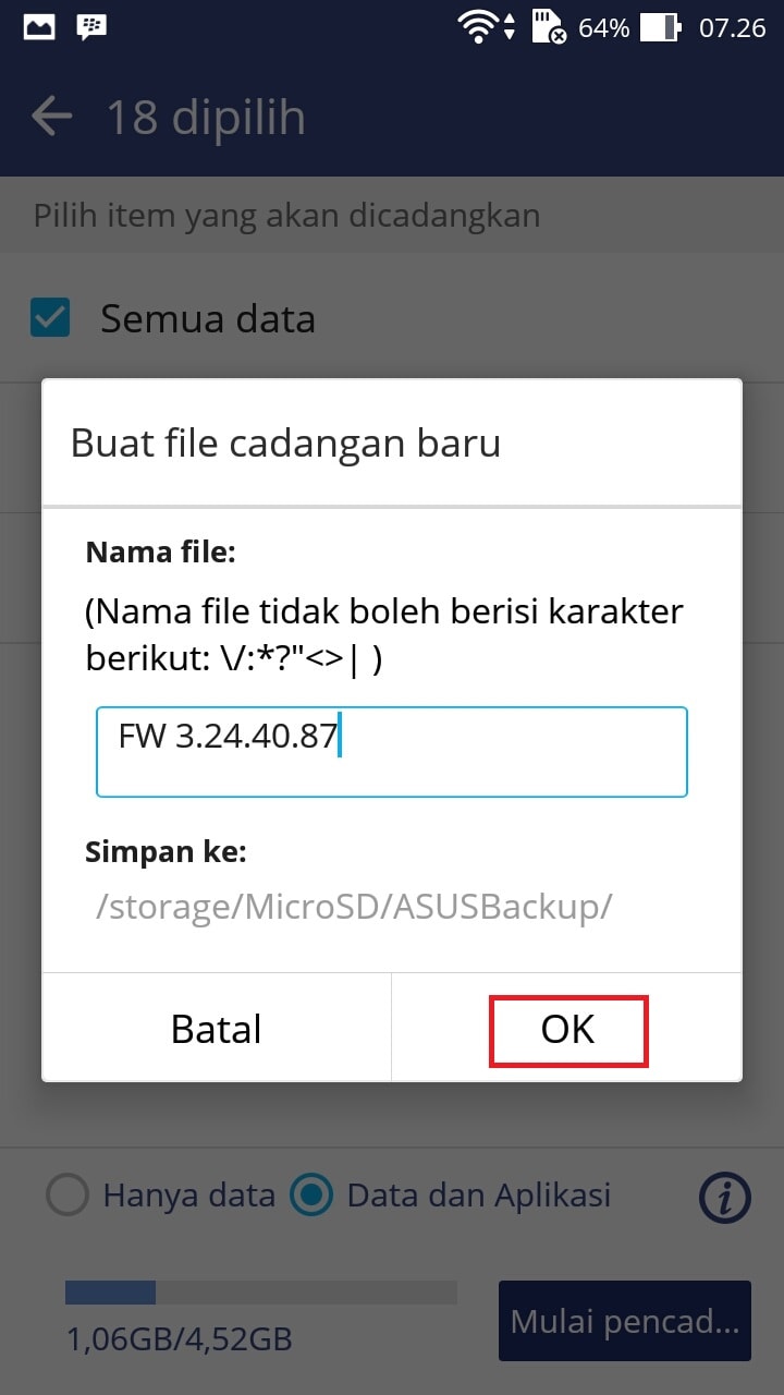 Buat Nama File Backup | Kuze Android