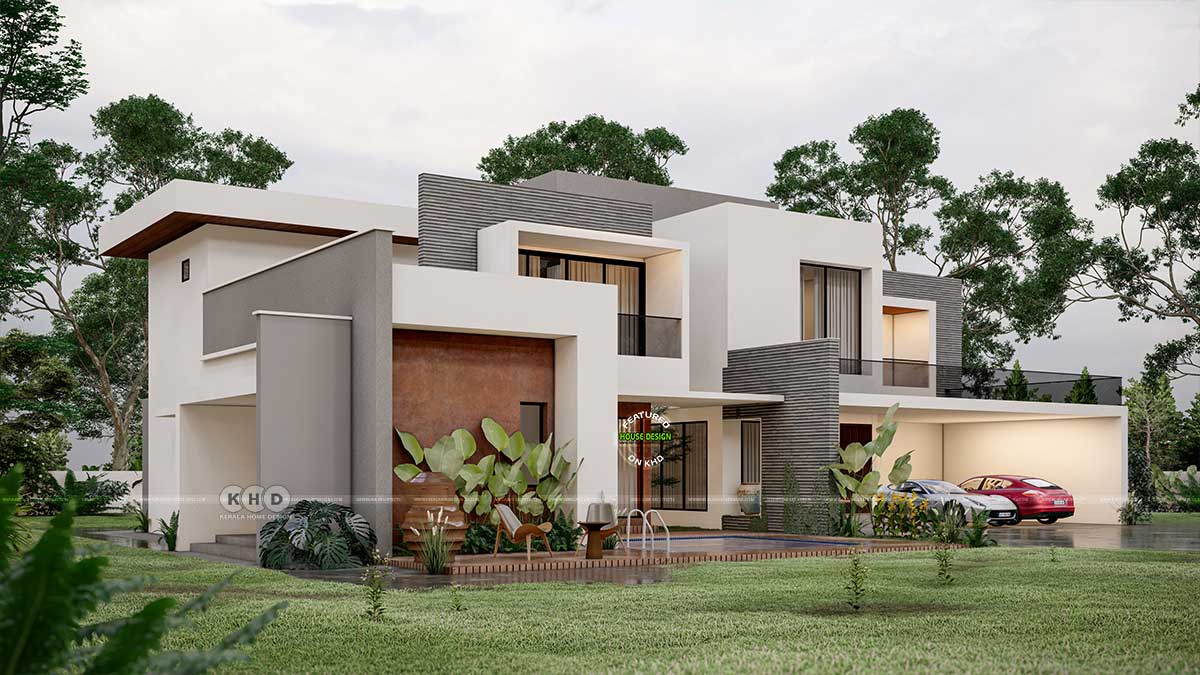 Right Side View of Modern Contemporary House