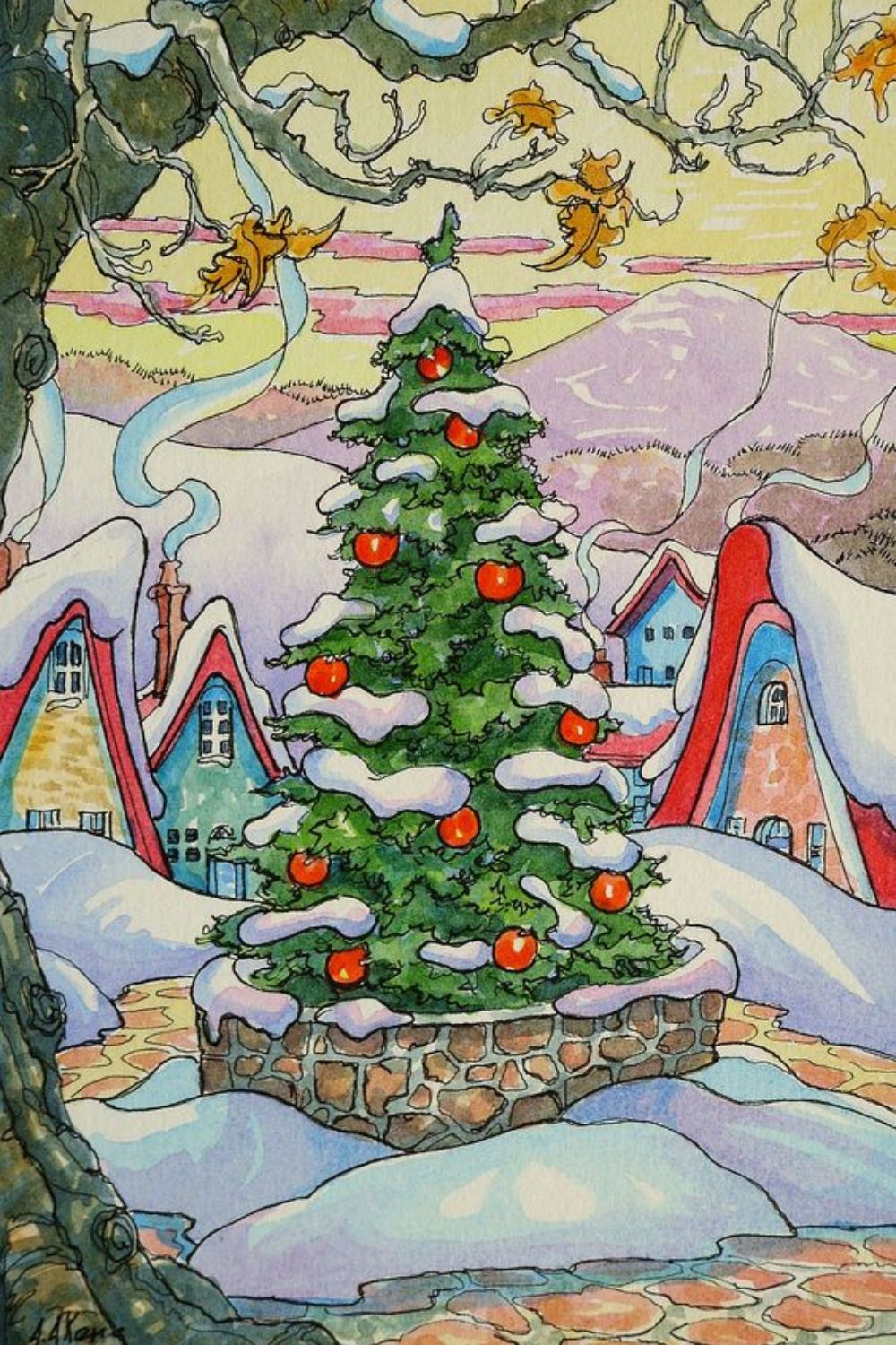 Christmas tree drawing easy