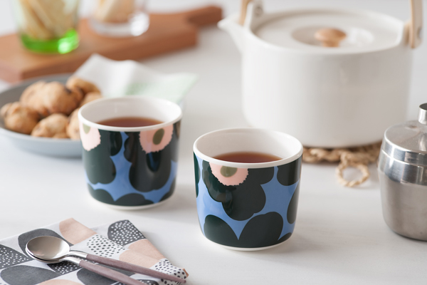 marimekko　ラテマグ　UNIKKOライトブルー×ダークグリーン