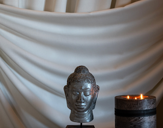Buddha's head in a Mykonos spa