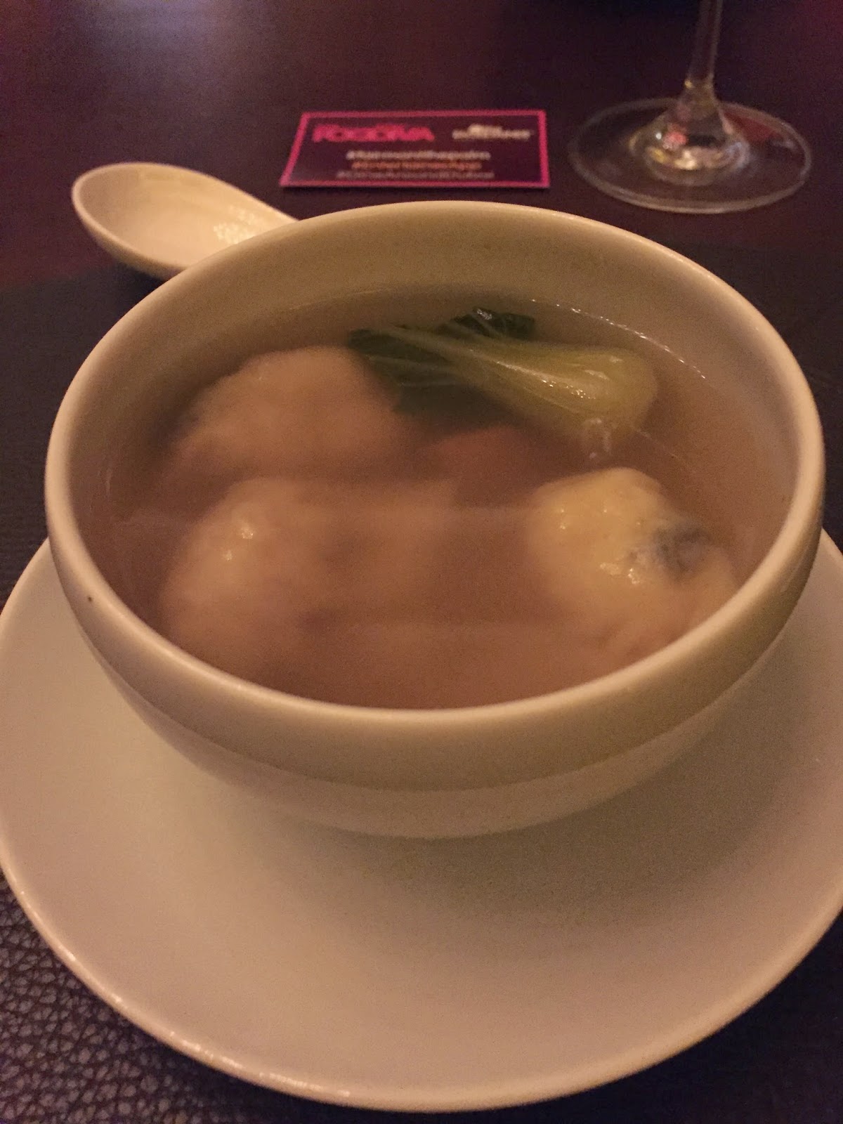 Bā Restaurant & Lounge: chicken and ginger broth with wontons and pak choi