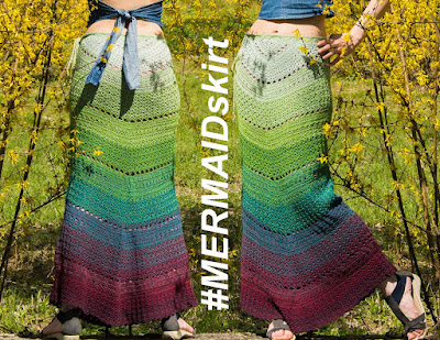 An ankle length slightly flared skirt crocheted in a gradient colorway with lots of texture for added interest to the fabric