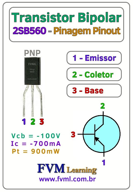 Pinagem-Pinout-transistor-PNP-2SB560-Características-Substituição