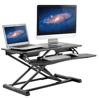 Adjustable Standing Desk, Gas Spring Sit to Stand Desk Converter Monitor Riser with Keyboard Tray, Lift Sit-Stand Desktop Workstation from 4.2 to 20.1 inch