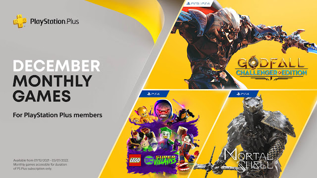 playstation plus godfall challenger edition lego dc super-villains mortal shell persistence walking dead saints and sinners until you fall counterplay games gearbox publishing cold symmetry playstack traveller's tales warner bros. firesprite fabrik games perpetual europe skydance interactive schell games sony interactive entertainment december 2021