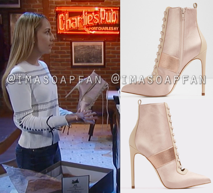 Josslyn Jacks, Eden McCoy, Pink Satin Stiletto Boots, Aldo, General Hospital, GH