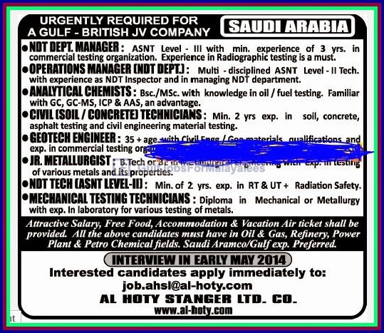 Urgently Required for a Gulf - British  JV Company - KSA
