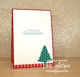 scissorspapercard, Stampin' Up!, CASEing The Catty, Pine Tree Punch, Stitched Labels Dies, Christmas, Regals DSP, Greatest Part Of Christmas