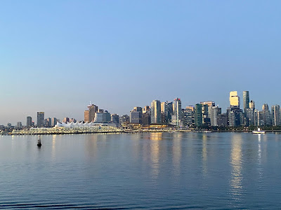 Vancouver Canada Place cruise terminal and city skyline at sunrise