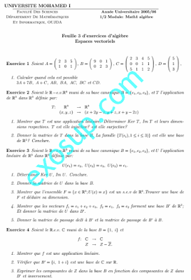 exercices algèbre 1 Espaces vectoriels SMPC FSO oujda