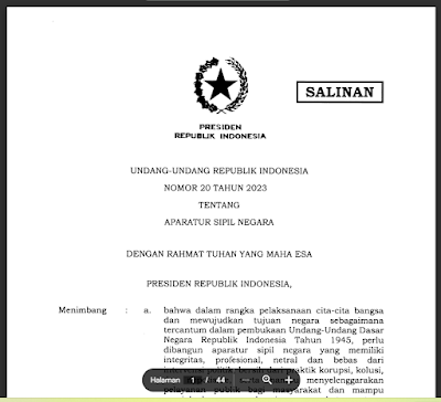 Download UU ASN No 20 Tahun 2023