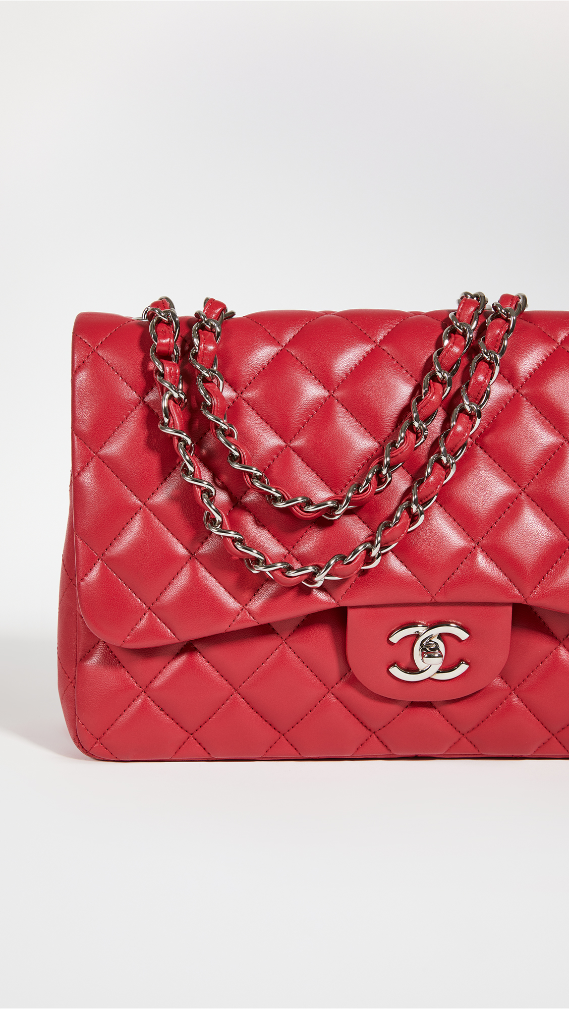 CHANEL RED QUILTED LAMBSKIN LEATHER BAG