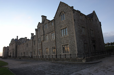 Angular view of Dover Castle by sunset