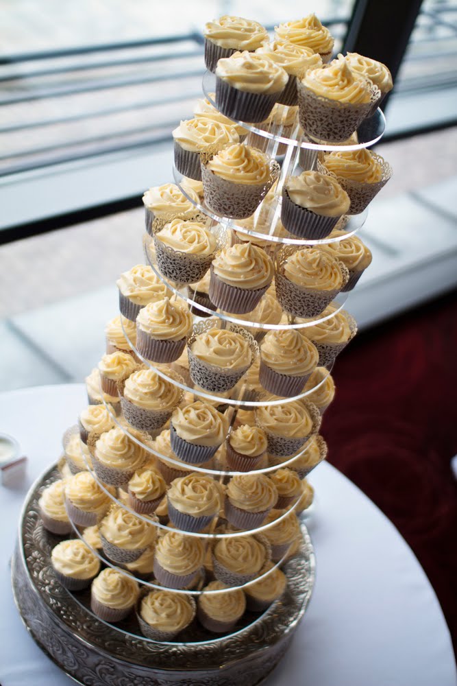 Beautiful cream wedding cupcake tower