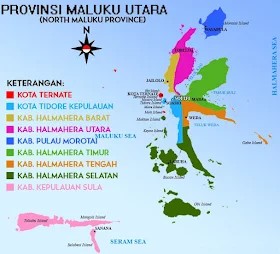 Gambar Peta letak Kabupaten dan Kota di Provinsi Maluku Utara