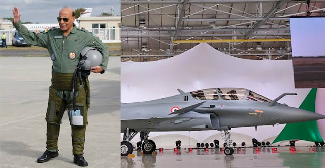 Defense Minister Rajnath Singh on Tuesday formally received the Rafale fighter jet 
