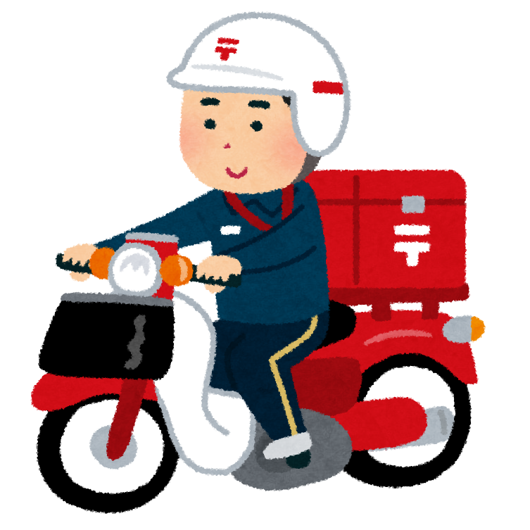 バイクに乗った郵便配達員のイラスト 男性 かわいいフリー素材集 いらすとや