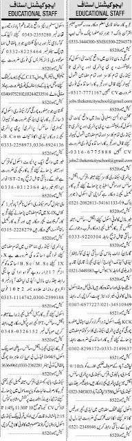 Education-Receptinist-Telephon operator - Clark  jobs-today latest jobs by newspaperjobpk123 2021  In jang newspaper jobs has been advertised multiple jobs  teacher, hospital, industrial, factory, house hold jobs,bank jobs and many more latest by today 10 Feb 2021.in newspaperjobpk123.   Jobs details:  Posted date.         :    10 Feb 2021 Last date.              :    25 Feb 2021 Total post.             :  multiple Sector.                   :  education Organization.       :   private Location.               :  Karachi   For download educational staff post advertised click below: