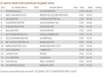 spor toto sonucu