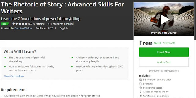 [100% Off] The Rhetoric of Story : Advanced Skills For Writers| Worth 200$