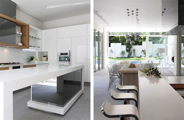 White kitchen furniture of the Modern Luxury House In Johannesburg